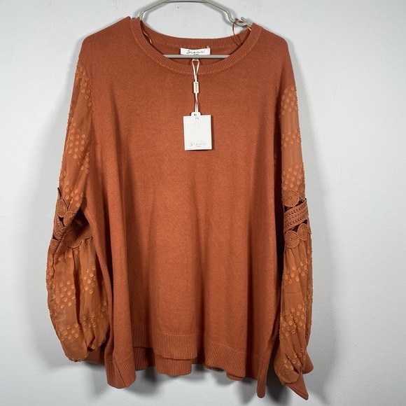 Sioni Sweaters - NWT Sioni Milano Women's 2xl Russet Orange Crew Neck Long Sleeve Sweater Top‎